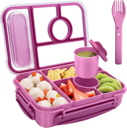 Bento Box Lunch Box Kids,Lunch Containers for Kids/Toddler,5 Compartments Bento Lunch Box for Kids with Sauce Vontainers,Microwave & Dishwasher & Freezer Safe,Bpa-Free(Blue)